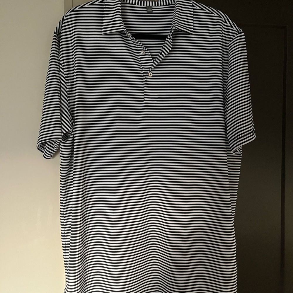 Peter Millar Summer Comfort Black and White Striped Polo Shirt